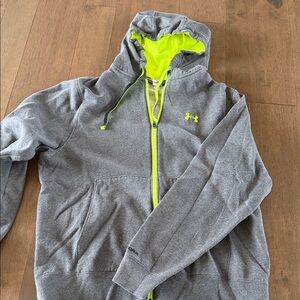Under Armour Heather Gray Hoodie with Bright Yellow Accents